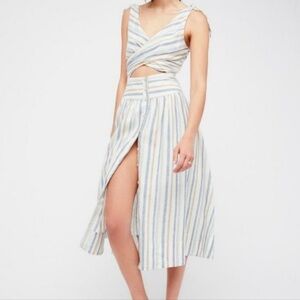 Free People Kansas City Girl Striped Cutout Midi Dress